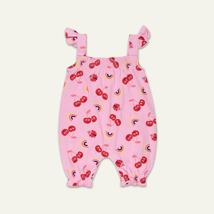 organic cotton cherry print sleeveless romper - image 1