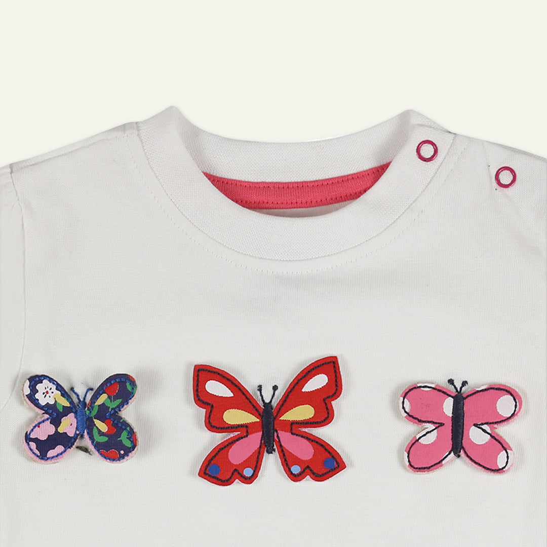 organic cotton Multicoloured Butterfly Applique Top And stripe Short Set - image 2