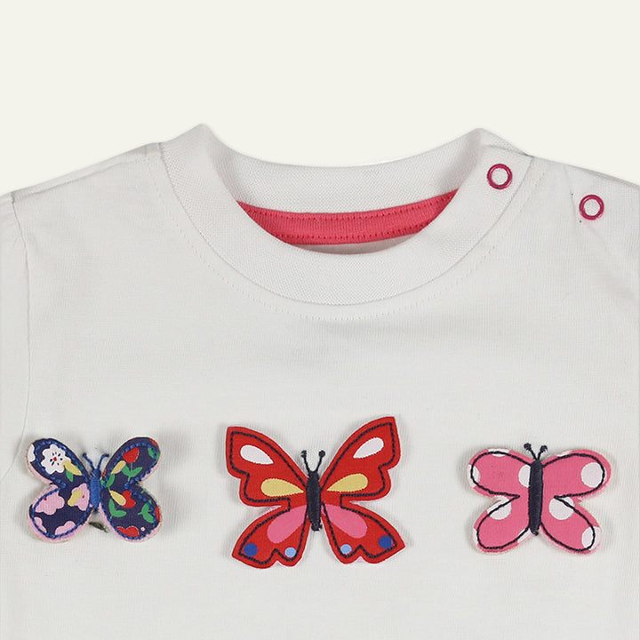 organic cotton Multicoloured Butterfly Applique Top And stripe Short Set - image 2