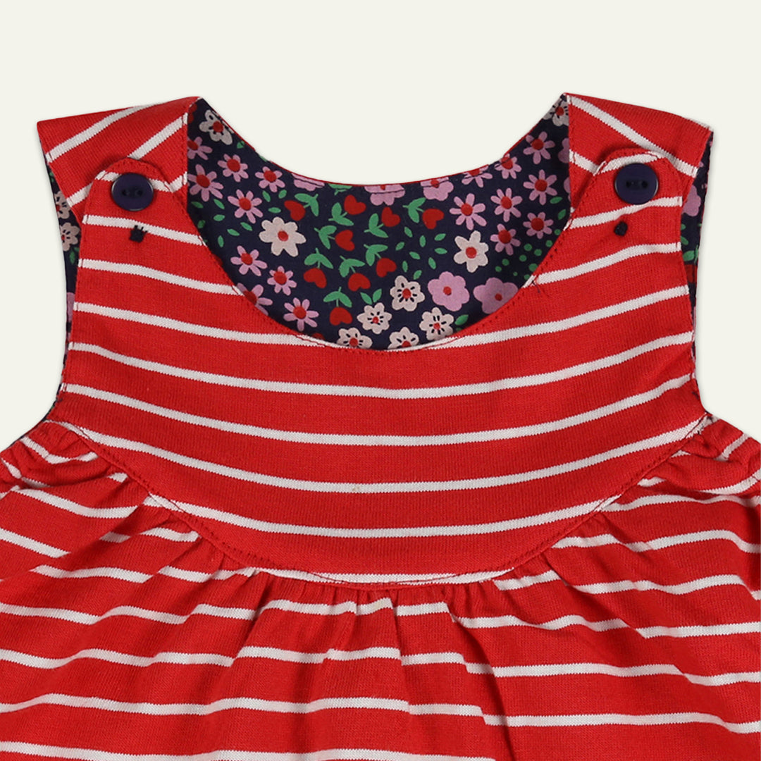 organic cotton floral print and stripe dress with short sleeve top set - image 2