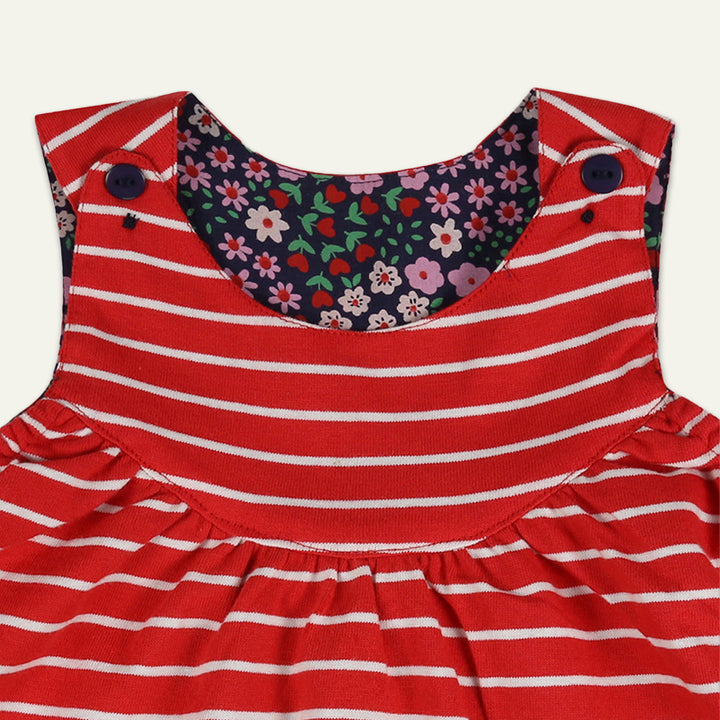 organic cotton floral print and stripe dress with short sleeve top set - image 2