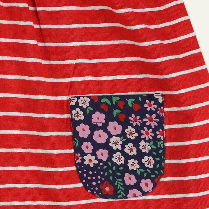 organic cotton floral print and stripe dress with short sleeve top set - image 4