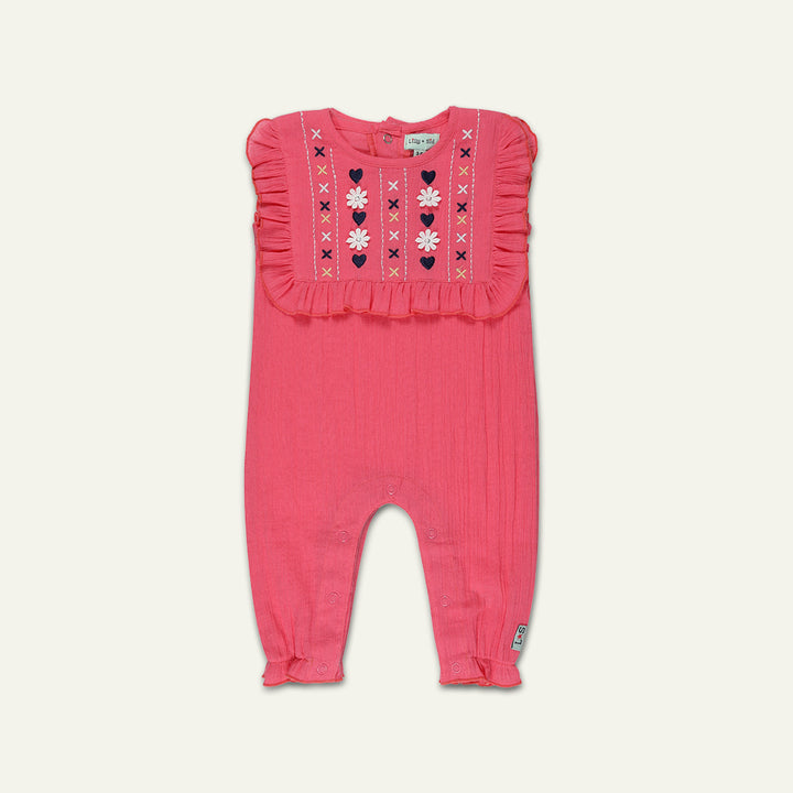 organic cotton floral embroidered sleeveless romper - image 1