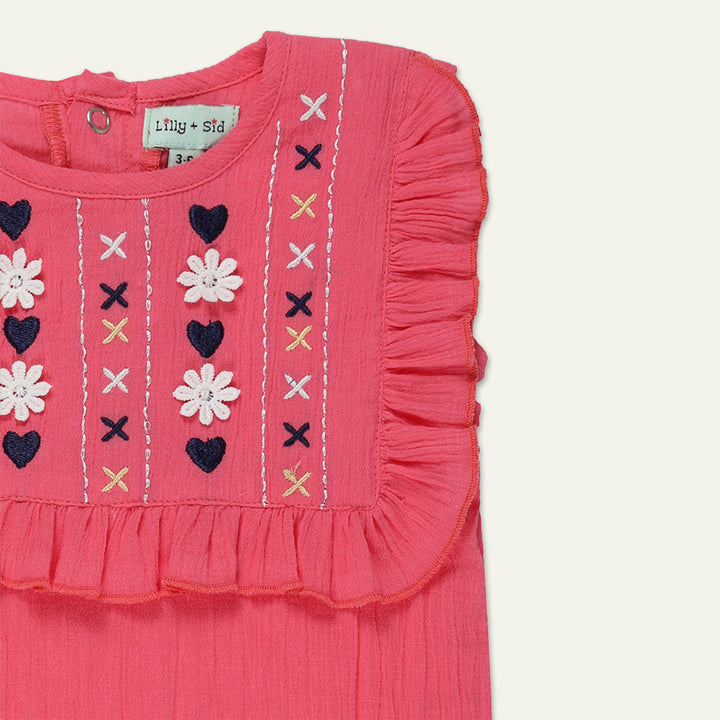 organic cotton floral embroidered sleeveless romper - image 2