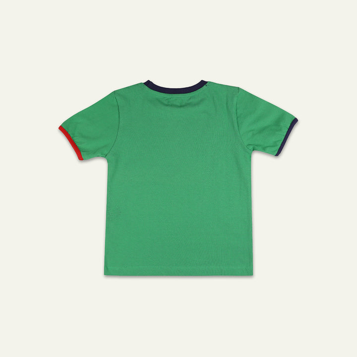 Green Colour Play Print T-Shirt