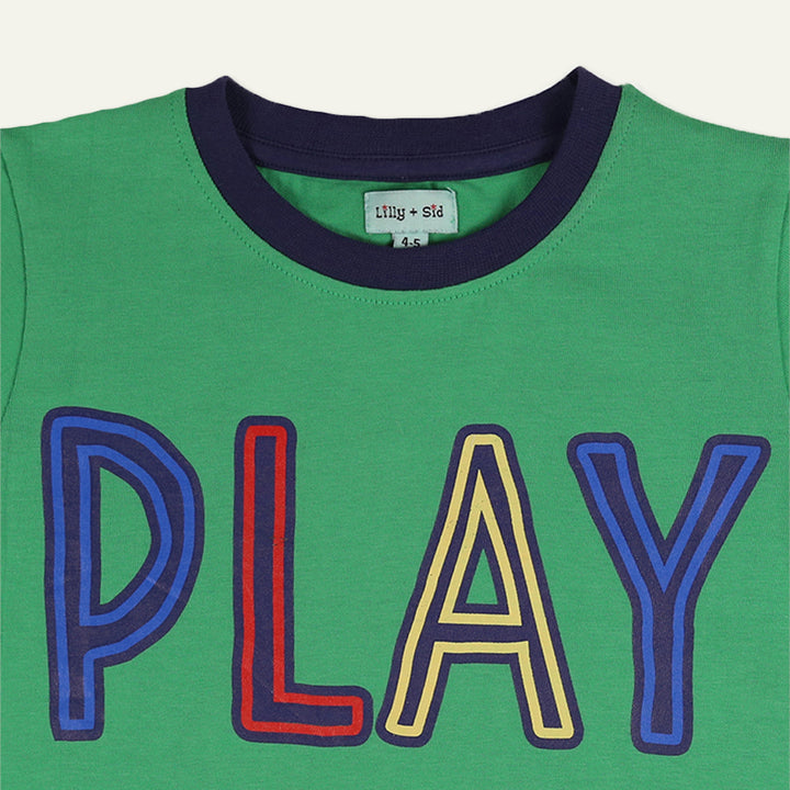 Green Colour Play Print T-Shirt