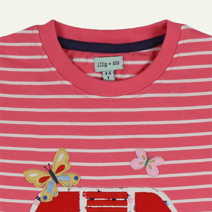 organic cotton camper van applique and red stripe shoe sleeve top - image 2