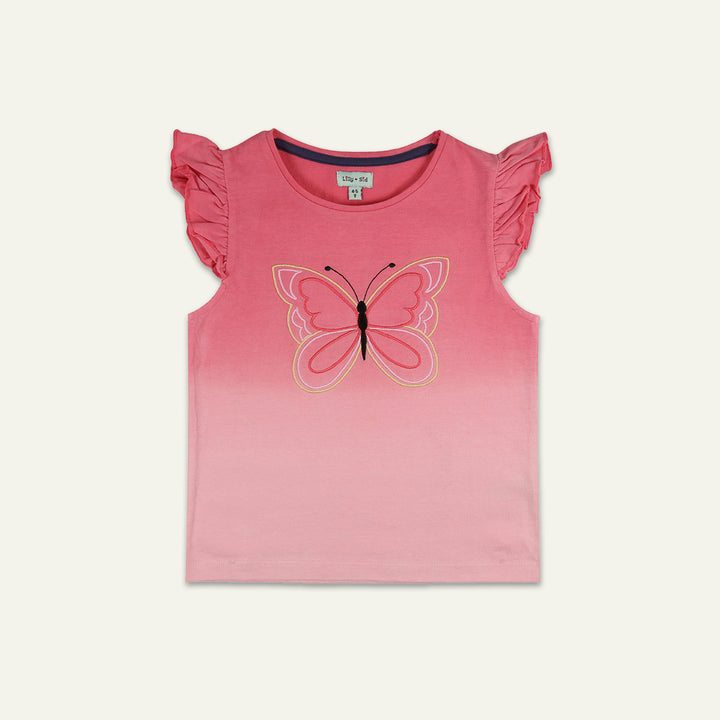 organic cotton dip dye butterfly graphic top - image 1 