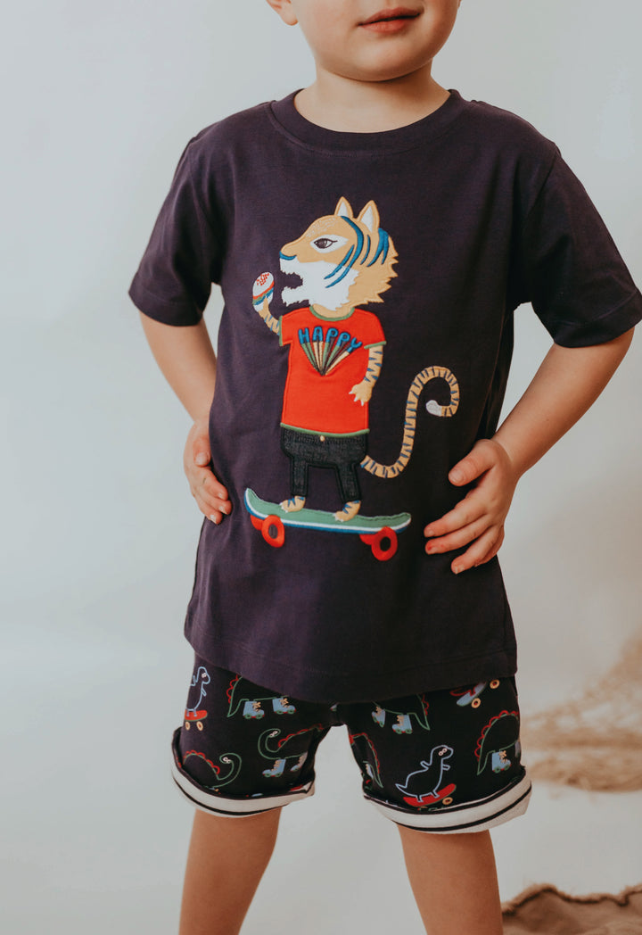 Skating Tiger Navy T-Shirt