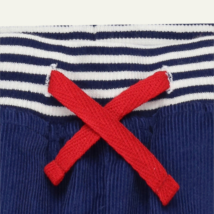 organic cotton navy corduroy trousers with stripe waistband - image 3