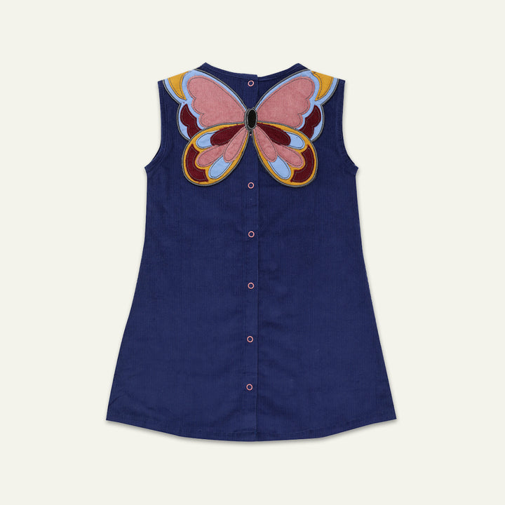 organic cotton corduroy sleeveless dress with applique butterfly at the back- image 3