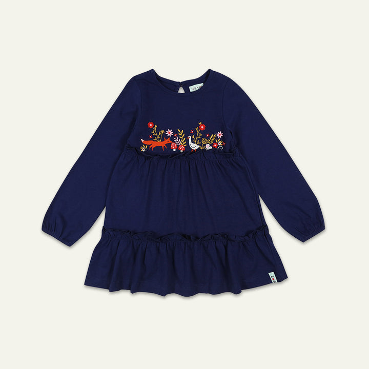 organic cotton tiered and embroidered jersey dress - image 1