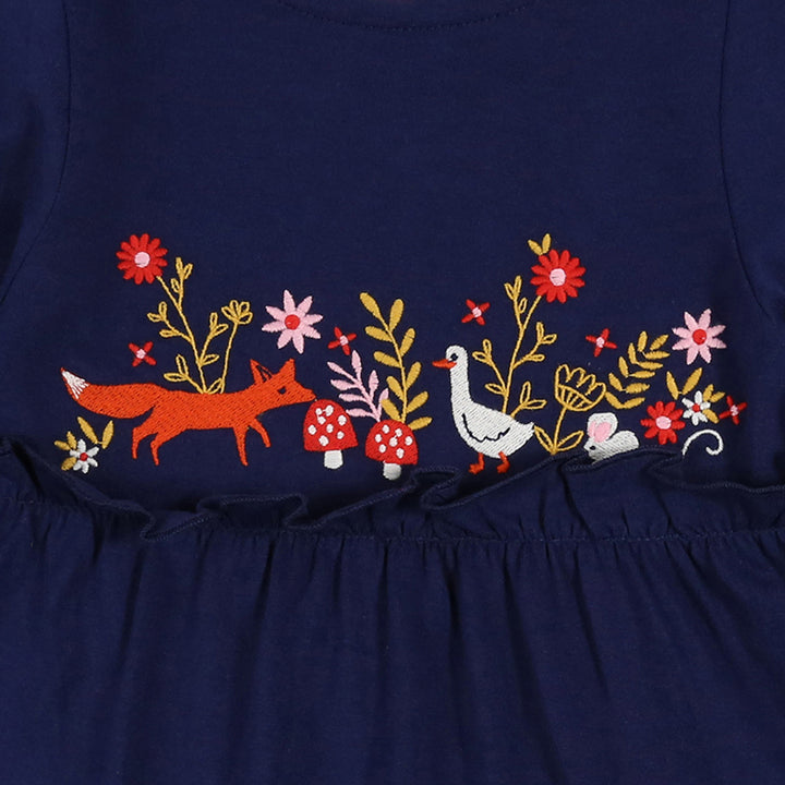 organic cotton tiered and embroidered jersey dress - image 2