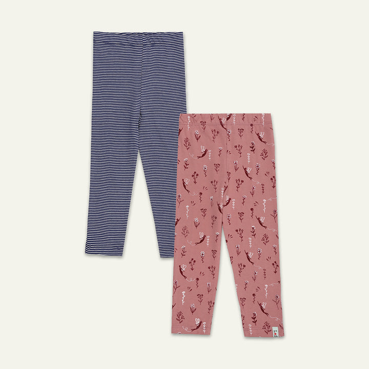 organic cotton 2 pack stripe and floral print legging - image 1