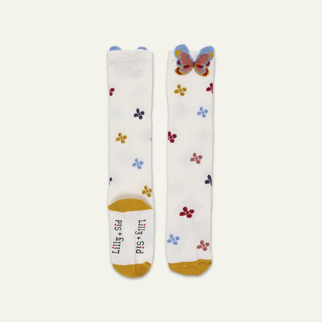 Butterfly applique with all over print Knee High Socks