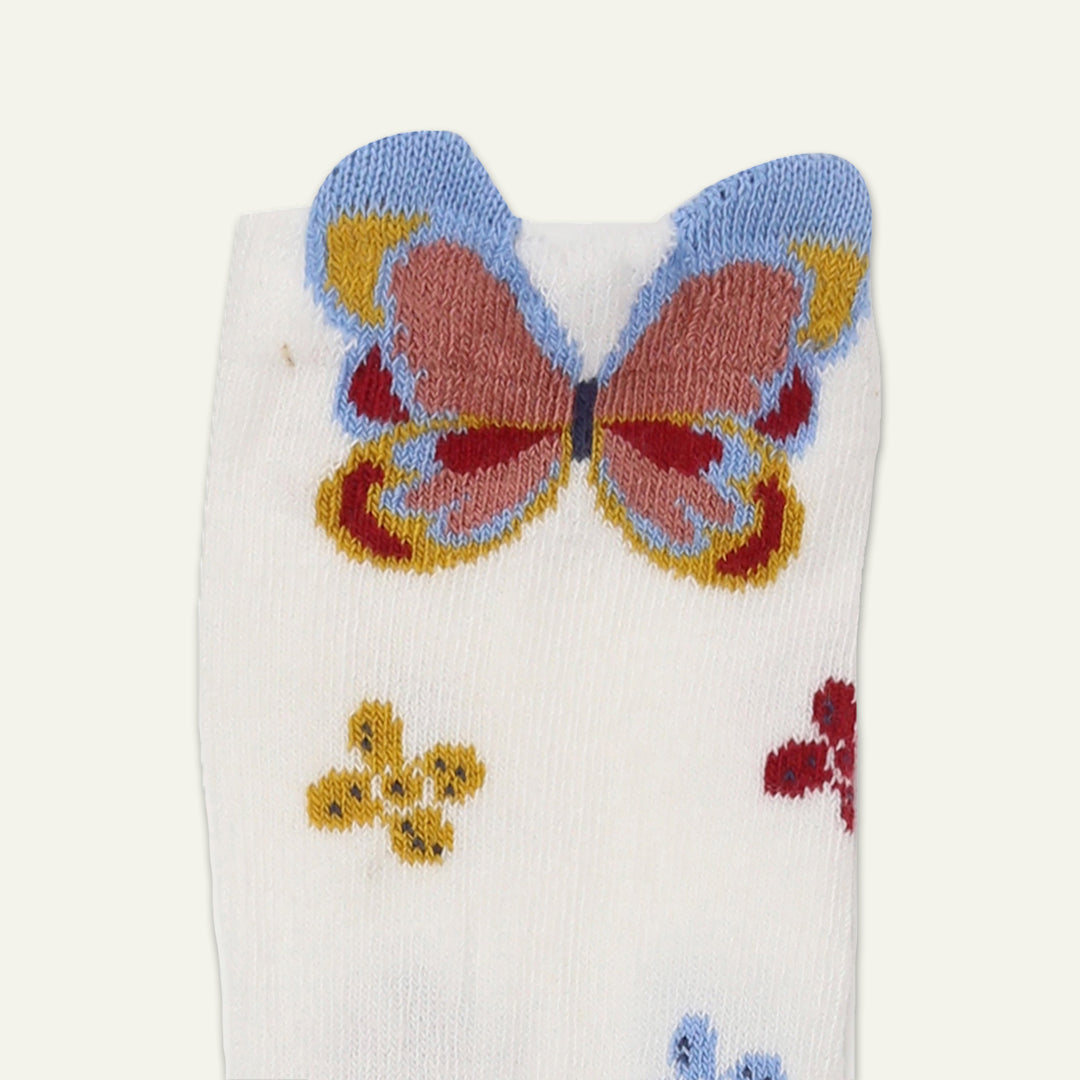 Butterfly applique with all over print Knee High Socks - close up