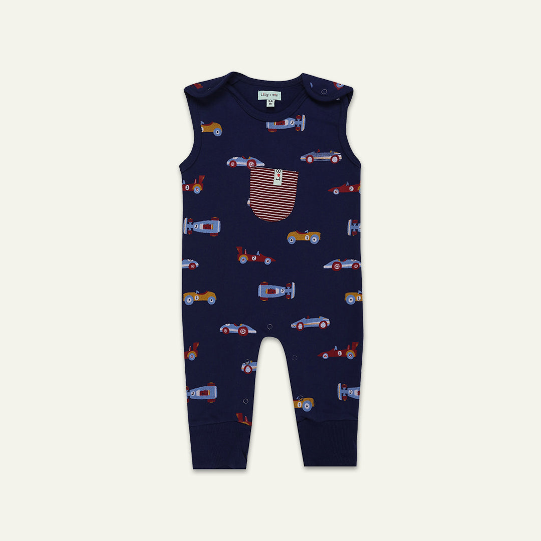organic cotton car Print romper & yellow stripe full sleeve Top Set - image 3