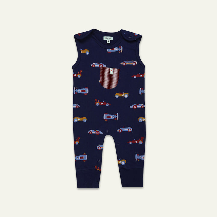 organic cotton car Print romper & yellow stripe full sleeve Top Set - image 3