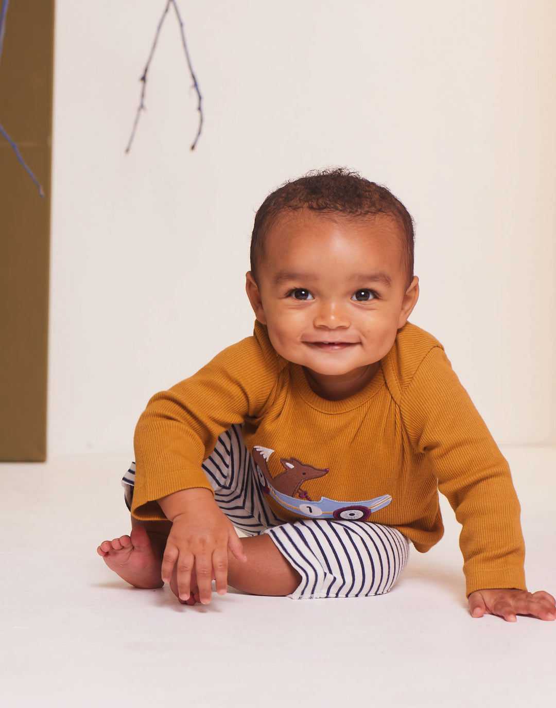 organic cotton car applique full sleeve top with stripe legging set - image 6