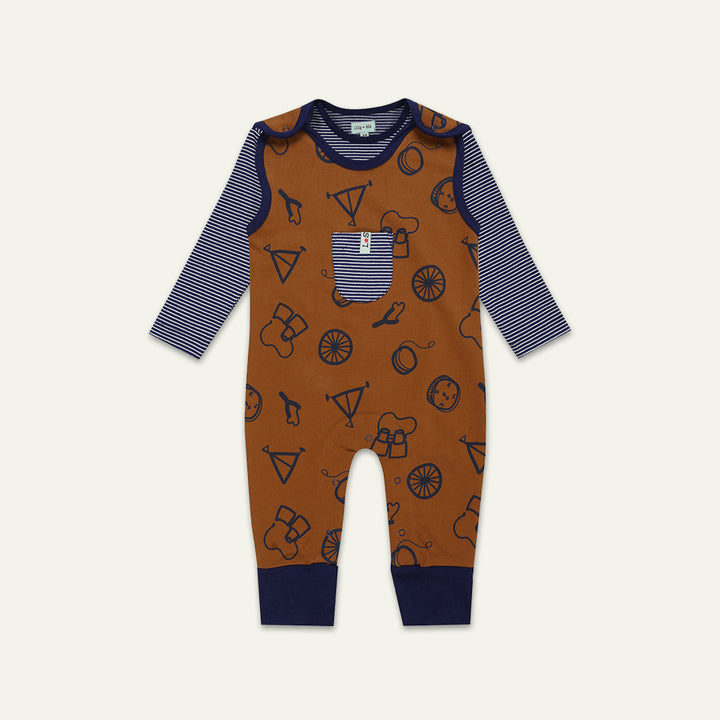 organic cotton playthings print romper and blue sleeve top set - image 1