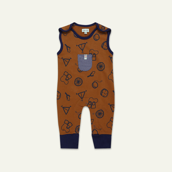 organic cotton playthings print romper and blue sleeve top set - image 5