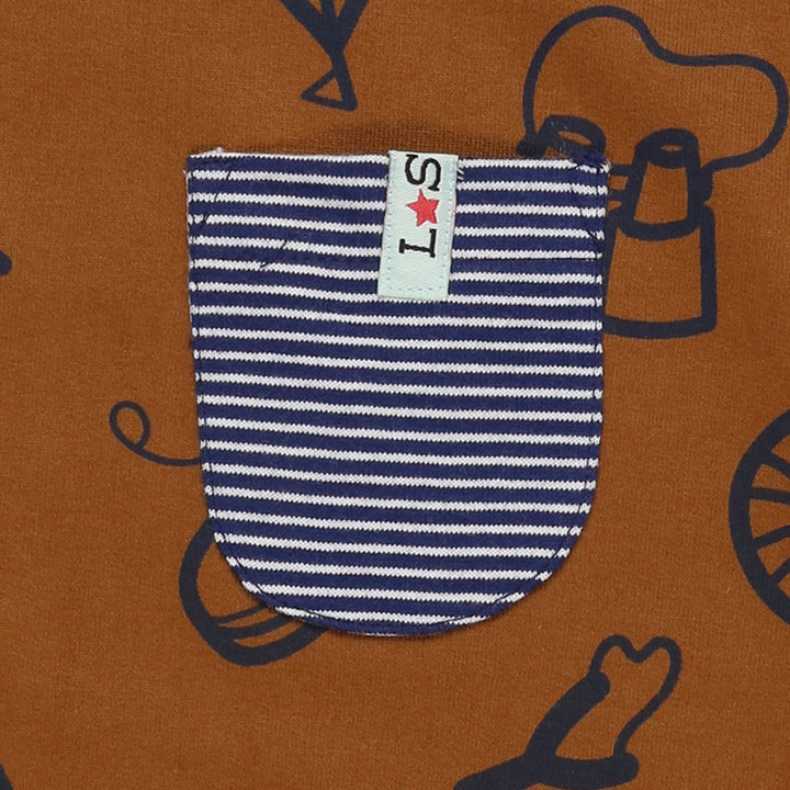organic cotton playthings print romper and blue sleeve top set - image 4