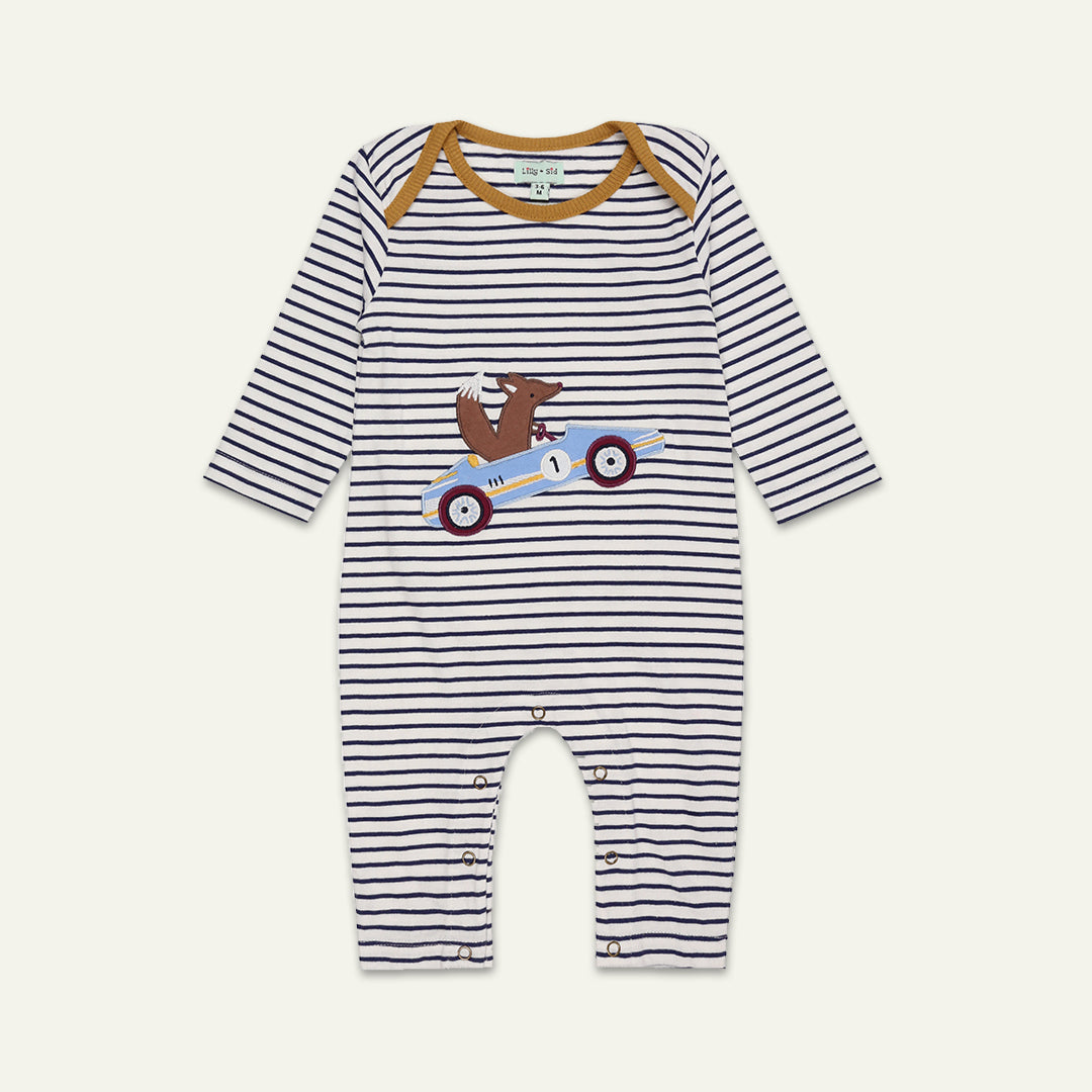 organic cotton applique and stripe romper - image 1