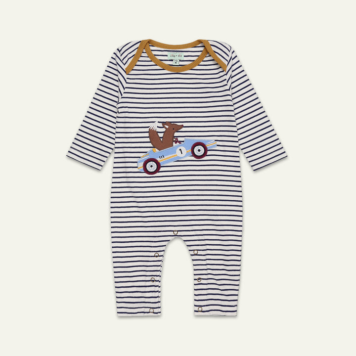 organic cotton applique and stripe romper - image 1