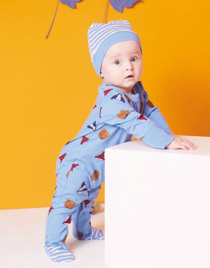 organic cotton print and stripe sleep suit, bodysuit and hat gift set - image 8
