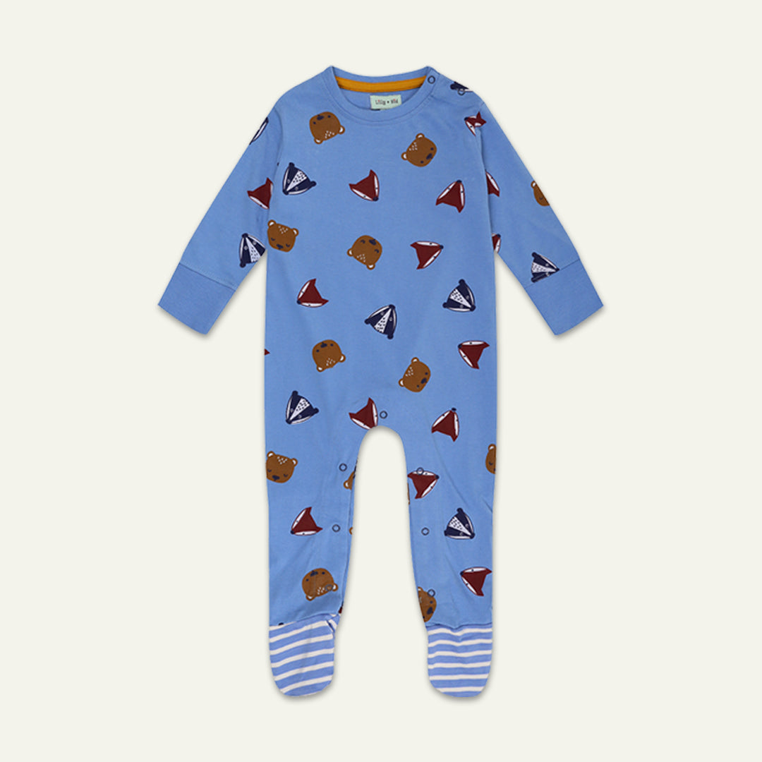 organic cotton print and stripe sleep suit, bodysuit and hat gift set - image 2