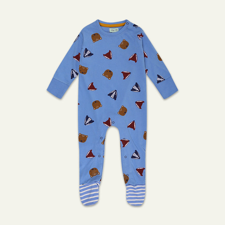 organic cotton print and stripe sleep suit, bodysuit and hat gift set - image 2