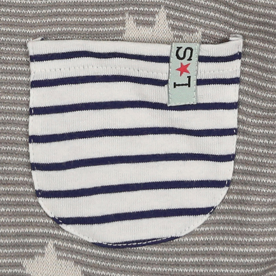 organic cotton dinosaur and stripe reversible jacket with hood - image 4
