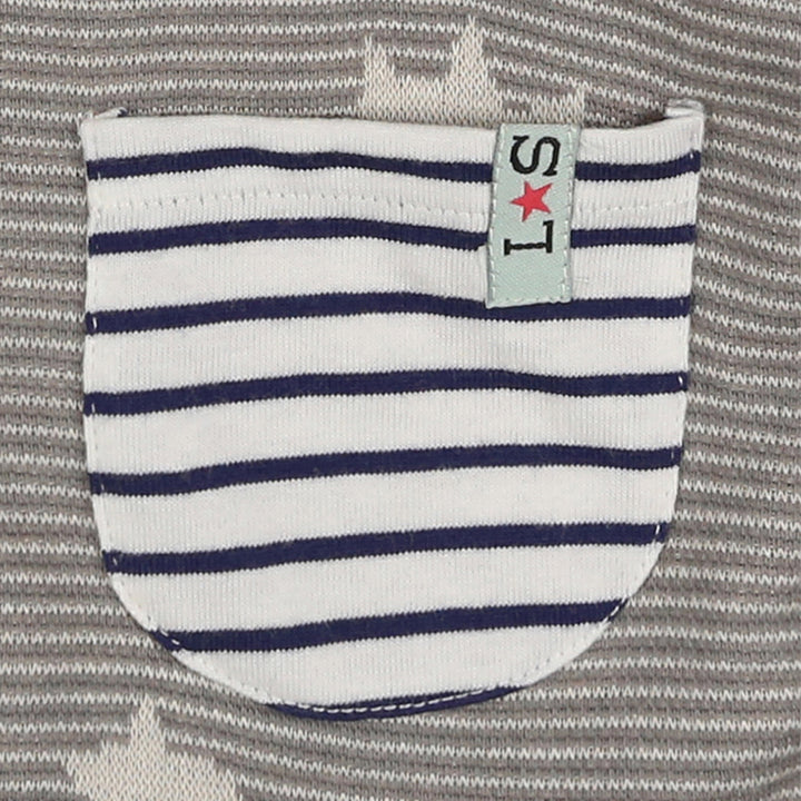 organic cotton dinosaur and stripe reversible jacket with hood - image 4