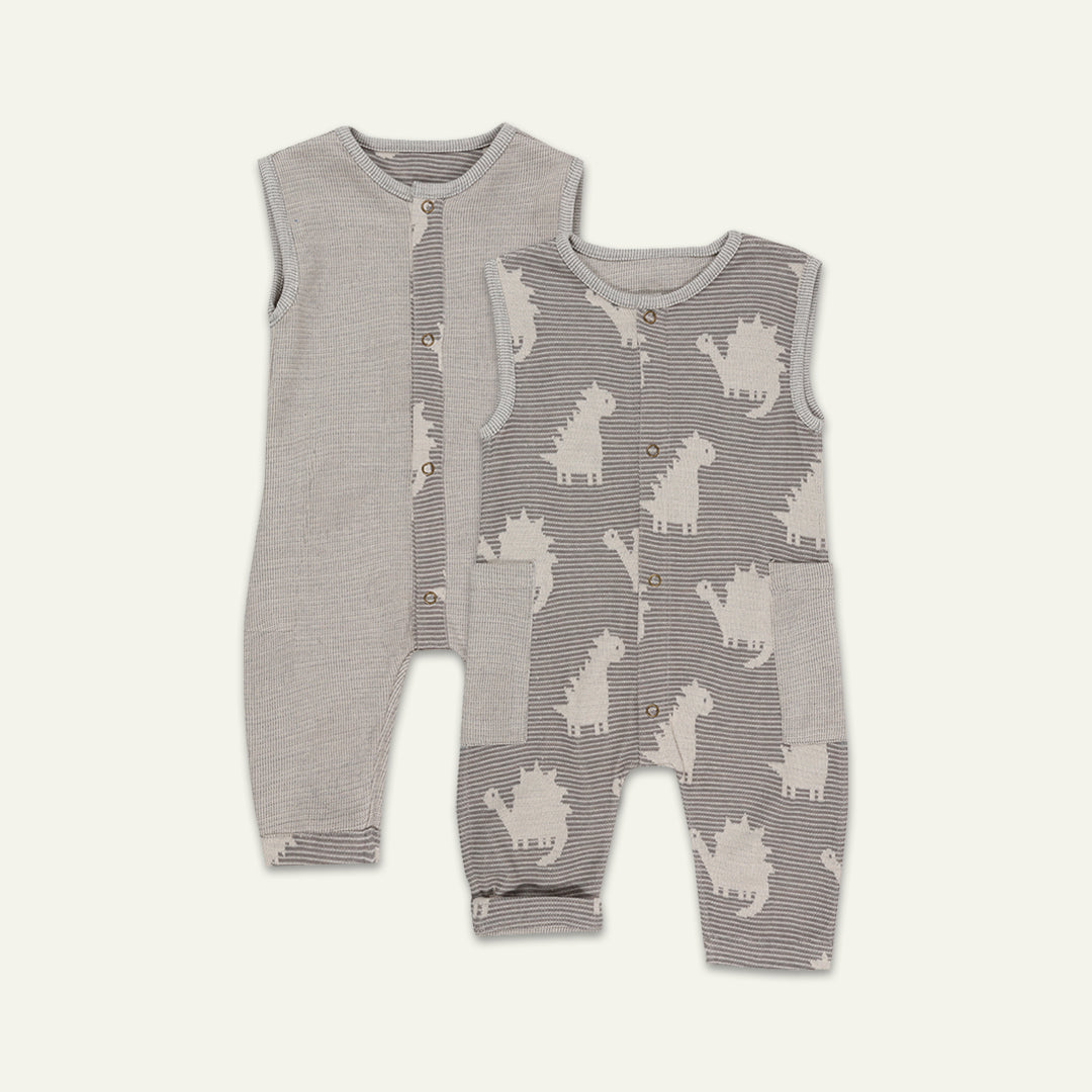 organic cotton dinosaur print reversible romper - image 3