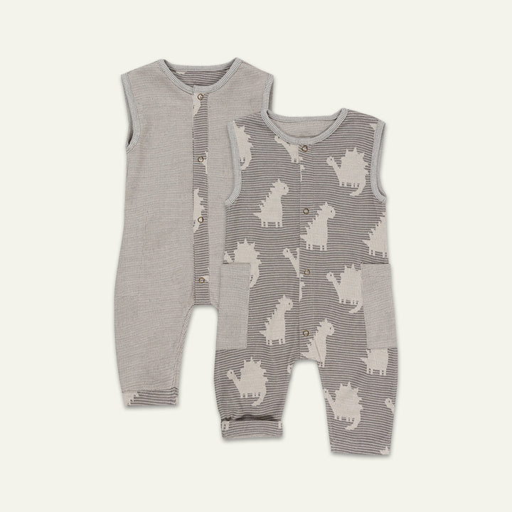 organic cotton dinosaur print reversible romper - image 3