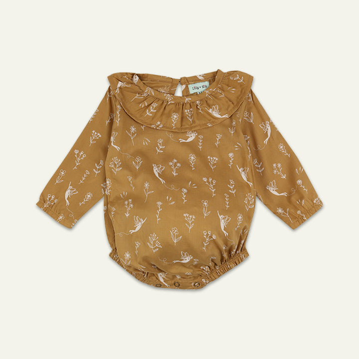 organic cotton FAIRY BUBBLE print frill neckline ROMPER - image 1