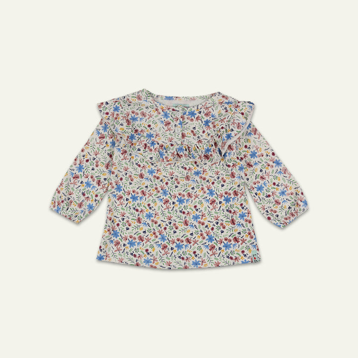organic cotton floral print full sleeve top and stripe legging set - image 2