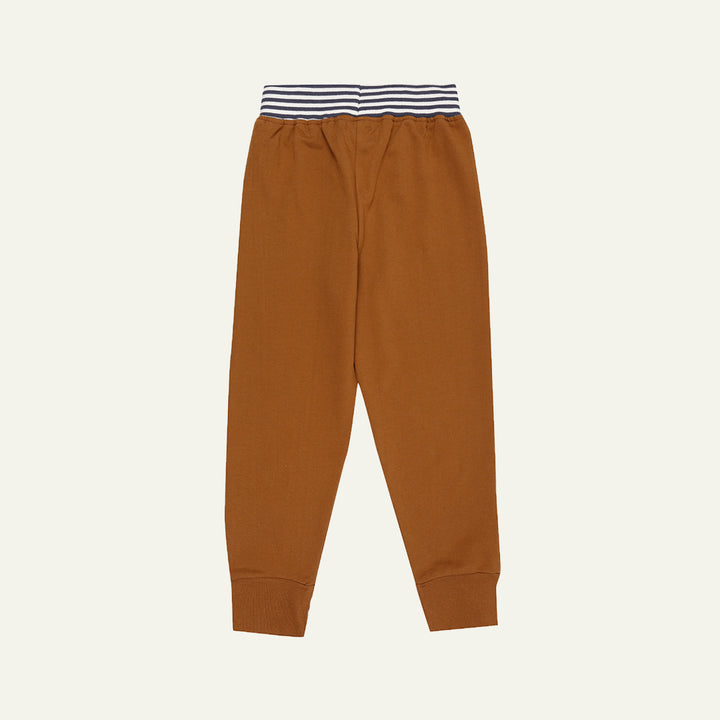 organic cotton dinosaur applique joggers with stripe waistband - image 2