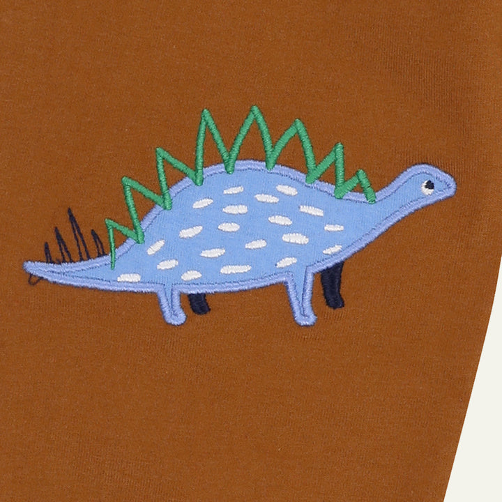 organic cotton dinosaur applique joggers with stripe waistband - image 4