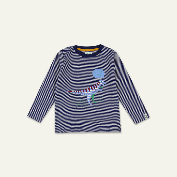 organic cotton dinosaur and stripe print long sleeve top - image 1