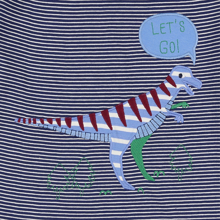 organic cotton dinosaur and stripe print long sleeve top - image 2