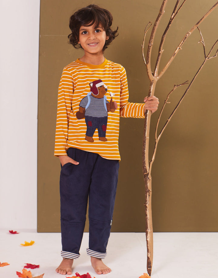 organic cotton BEAR APPLIQUE and stripe full sleeve TOP - image 5