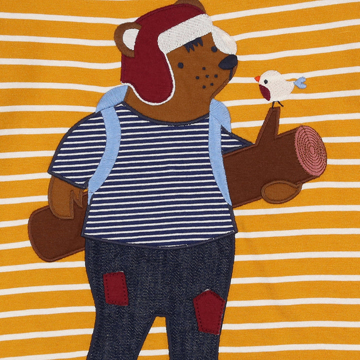 organic cotton BEAR APPLIQUE and stripe full sleeve TOP - image 2