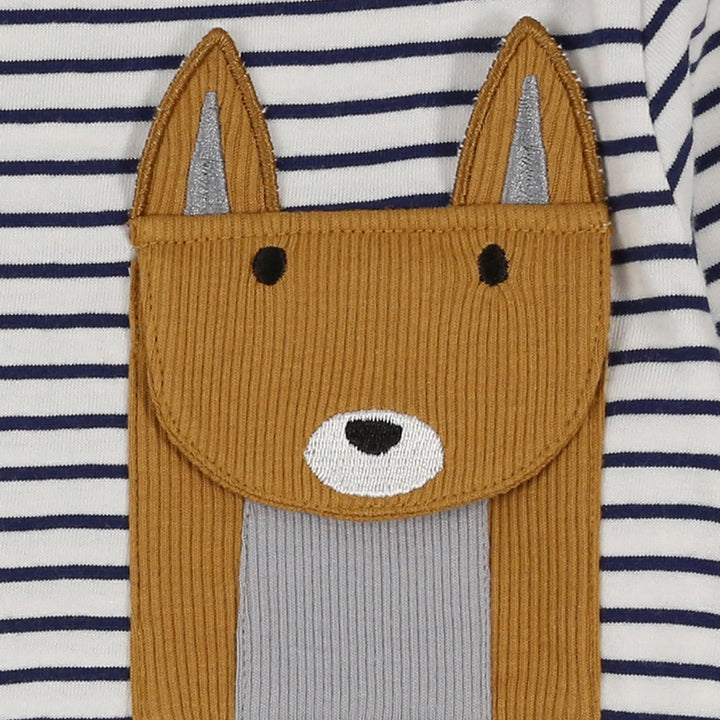 organic cotton stripe and applique pocket full sleeve top - image 2