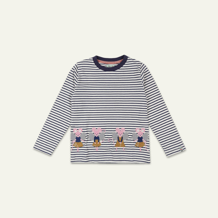 organic cotton mice applique and stripe full sleeve top - image 1 