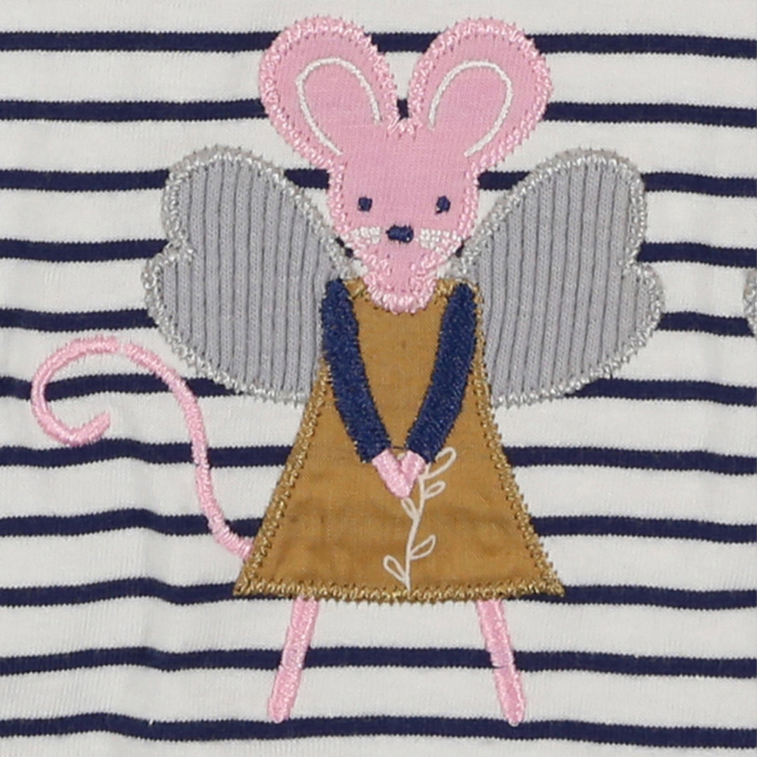 organic cotton mice applique and stripe full sleeve top - image 2