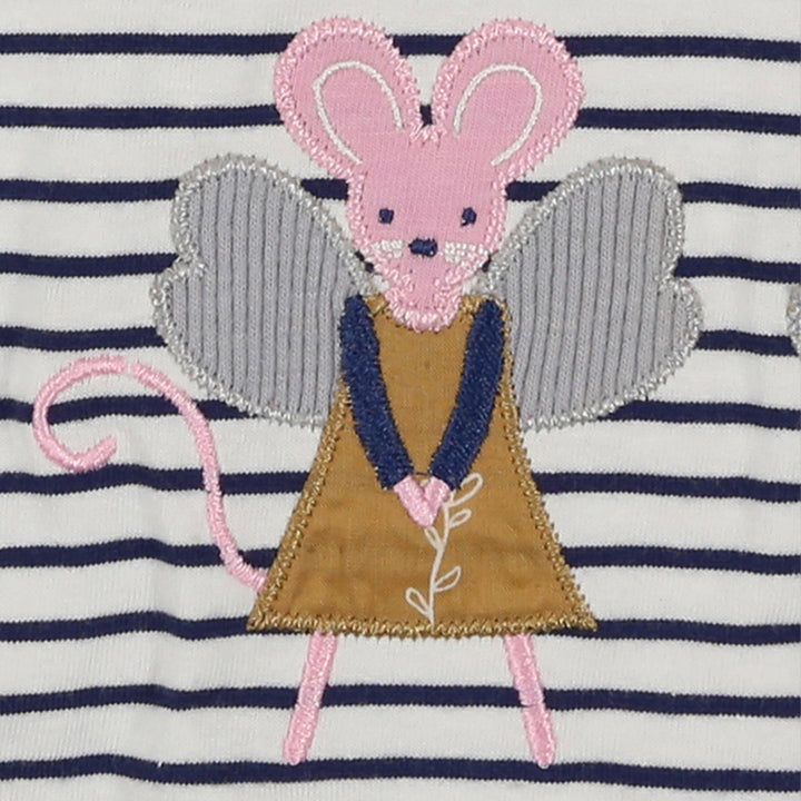 organic cotton mice applique and stripe full sleeve top - image 2