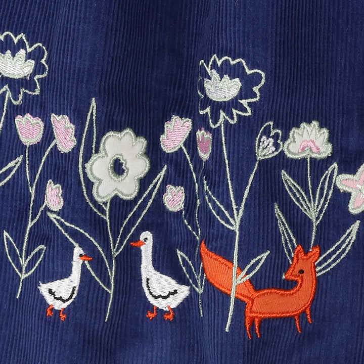 organic cotton corduroy floral APPLIQUE on the hem SKIRT - image 3