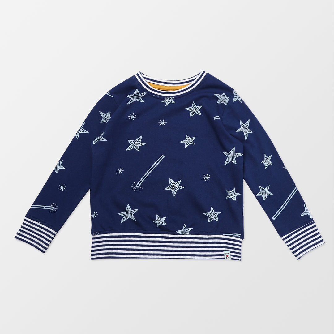 Sustainable printed stars navy kids sweatshirt