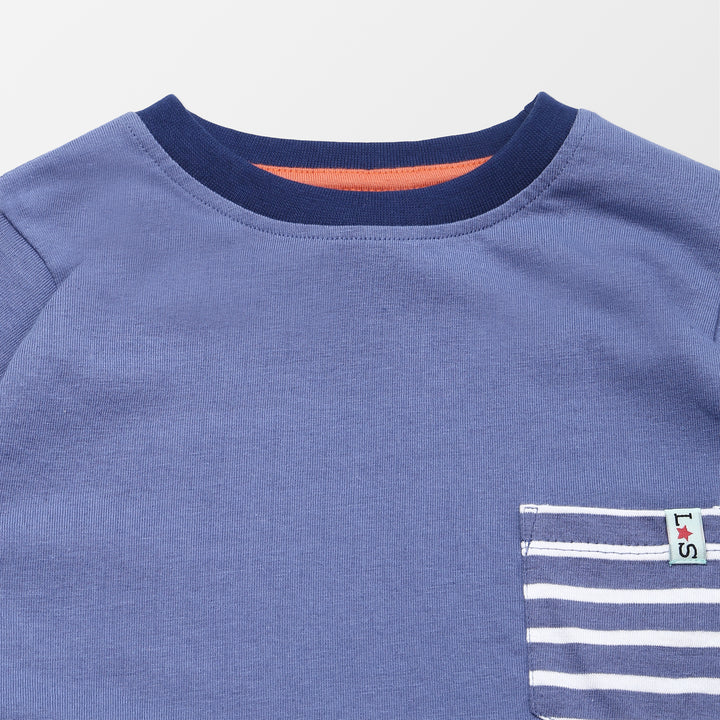 Sustainable cotton two pack dinosaur and plain blue full sleeve top - image 3